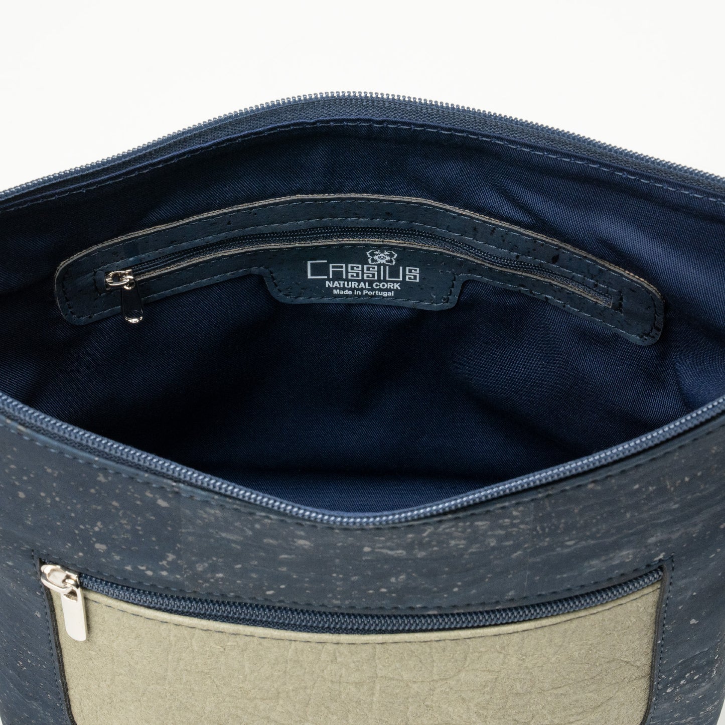 "Zora" Navy Blue/Sage Shoulder Bag