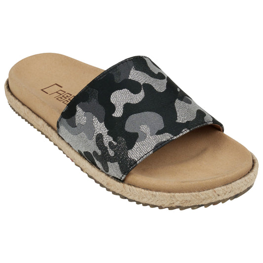 Close up 3/4 image camo sandal